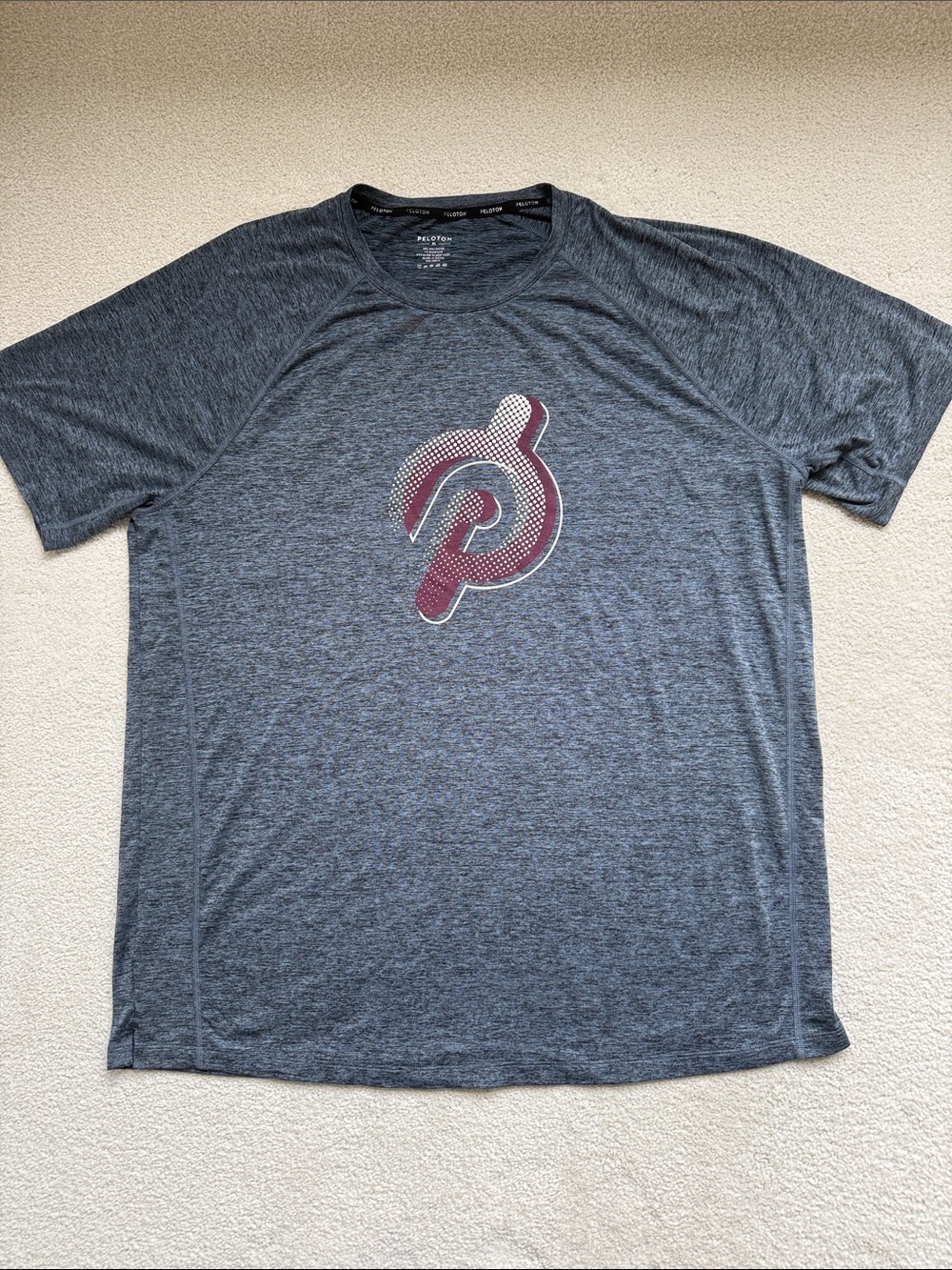 Peloton Men’s Gray Short-Sleeve Maroon Logo Tee